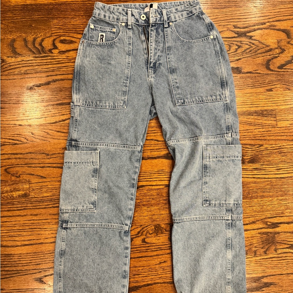 Ragged Denim Cargo Pants